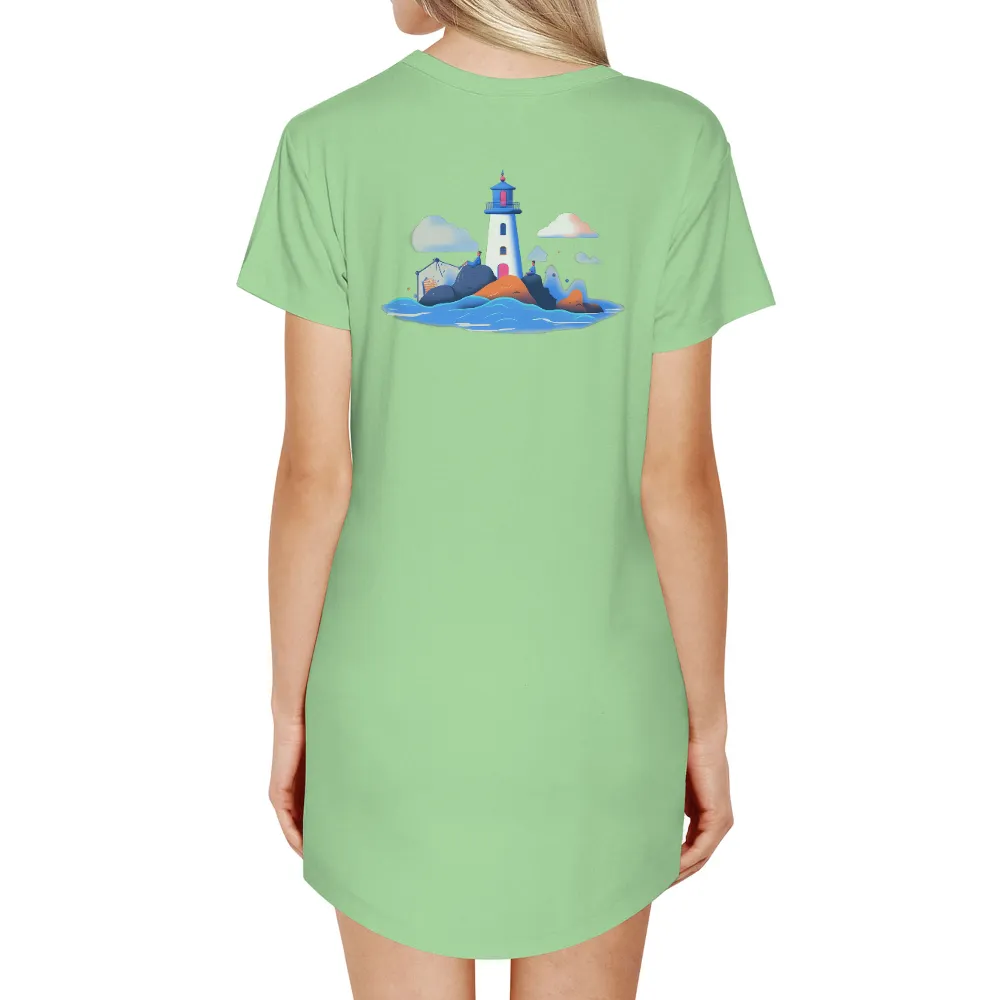 Custom Design with Lighthouse, Waves, and Night Sky|t shirt painting on nature