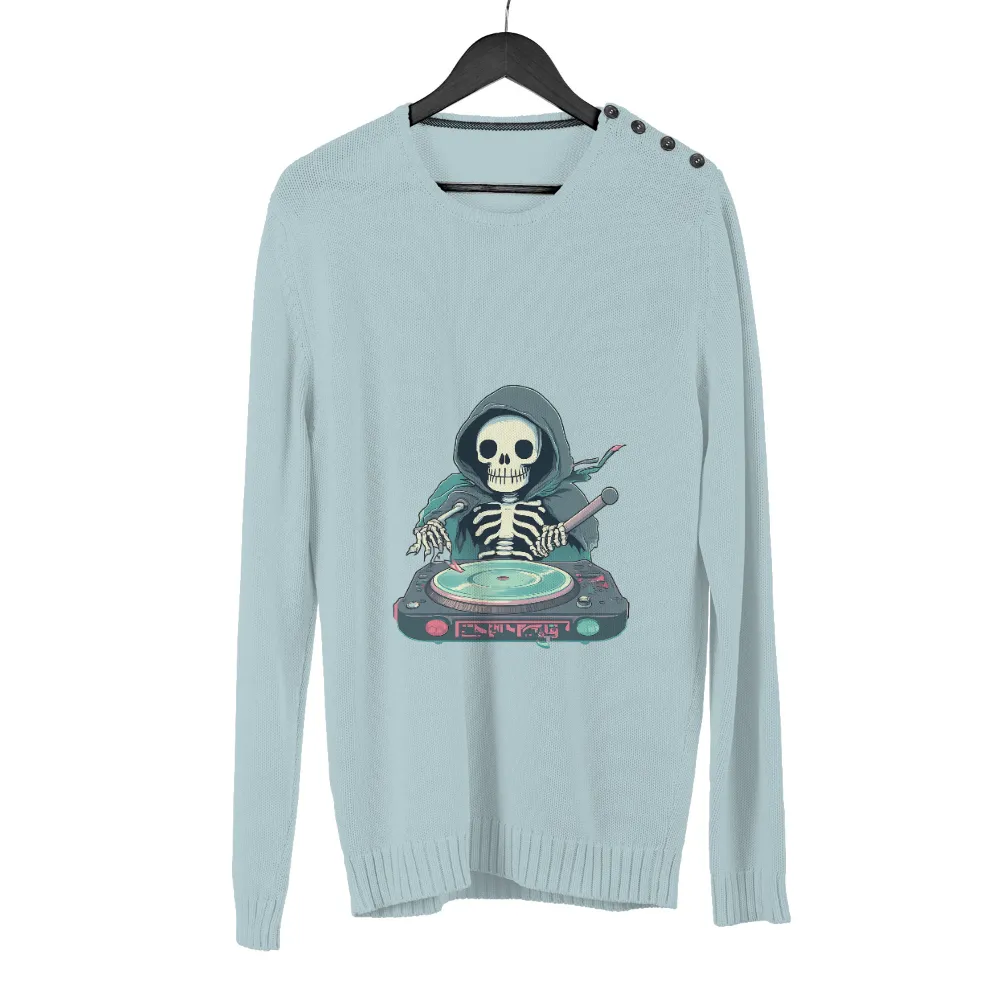 Grim Reaper DJ TShirt Printing - Skeleton Disc Jockey|gildan neon blue t shirt