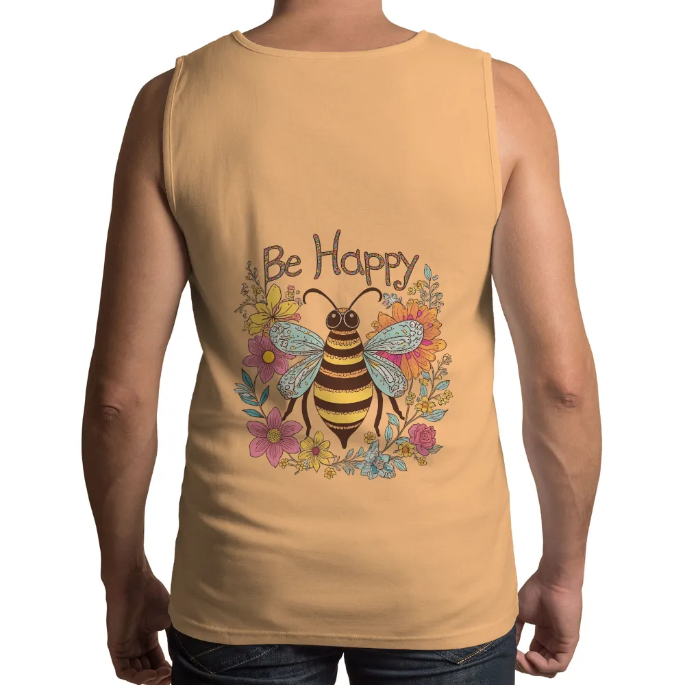 Graphic Tees: Be Happy with Whimsical Bee and Flowers|lg bee t shirt