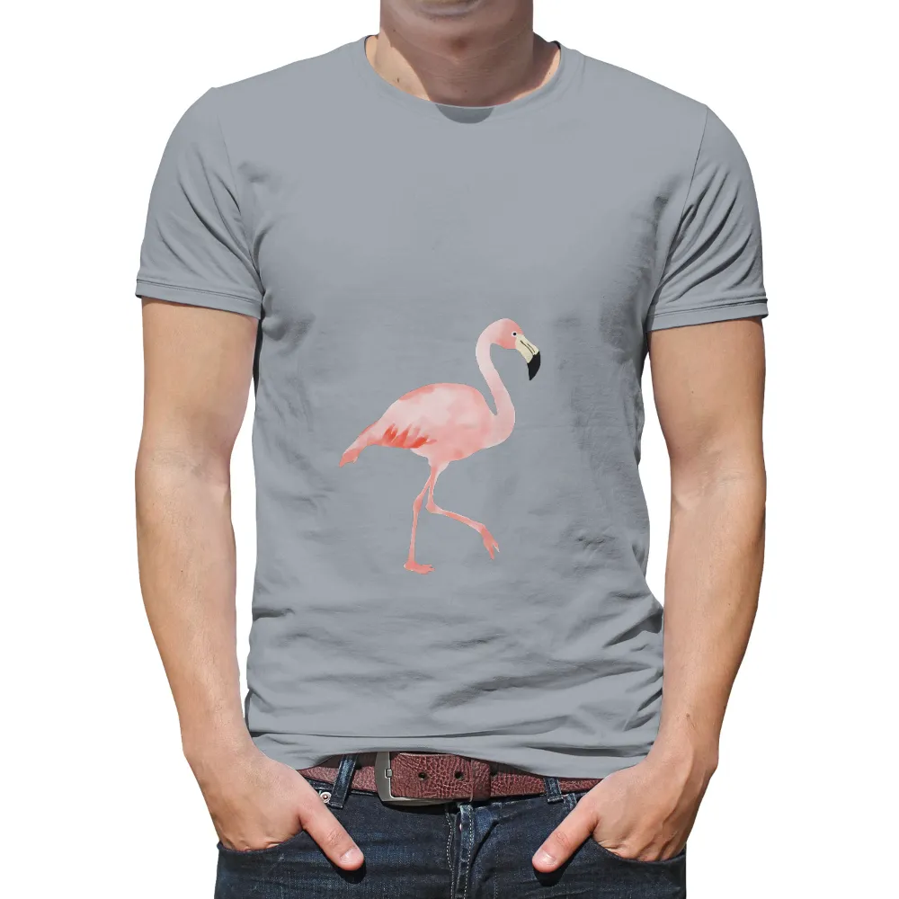 Tee Shirts Printed: Flamingo Elegance | Nature-Inspired Art| flamingo on black background