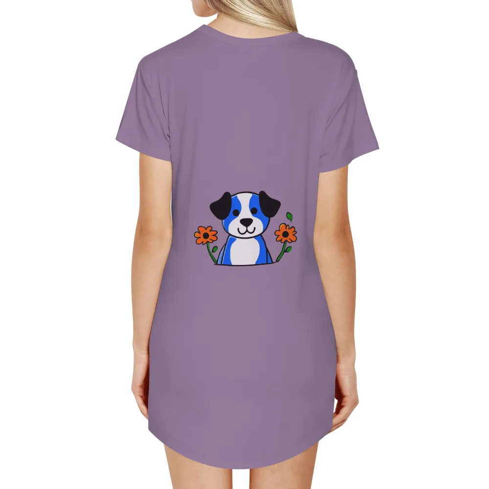 Tee Shirt Printing: Adorable Puppy in Pocket with Orange Flowers|alien pocket tee