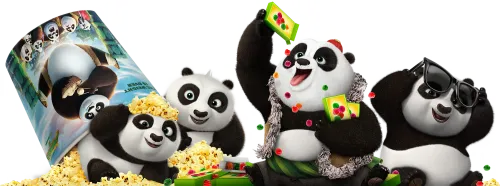 Customized Tee Shirts: Pandas Celebrating Friendship with Popcorn and Candy