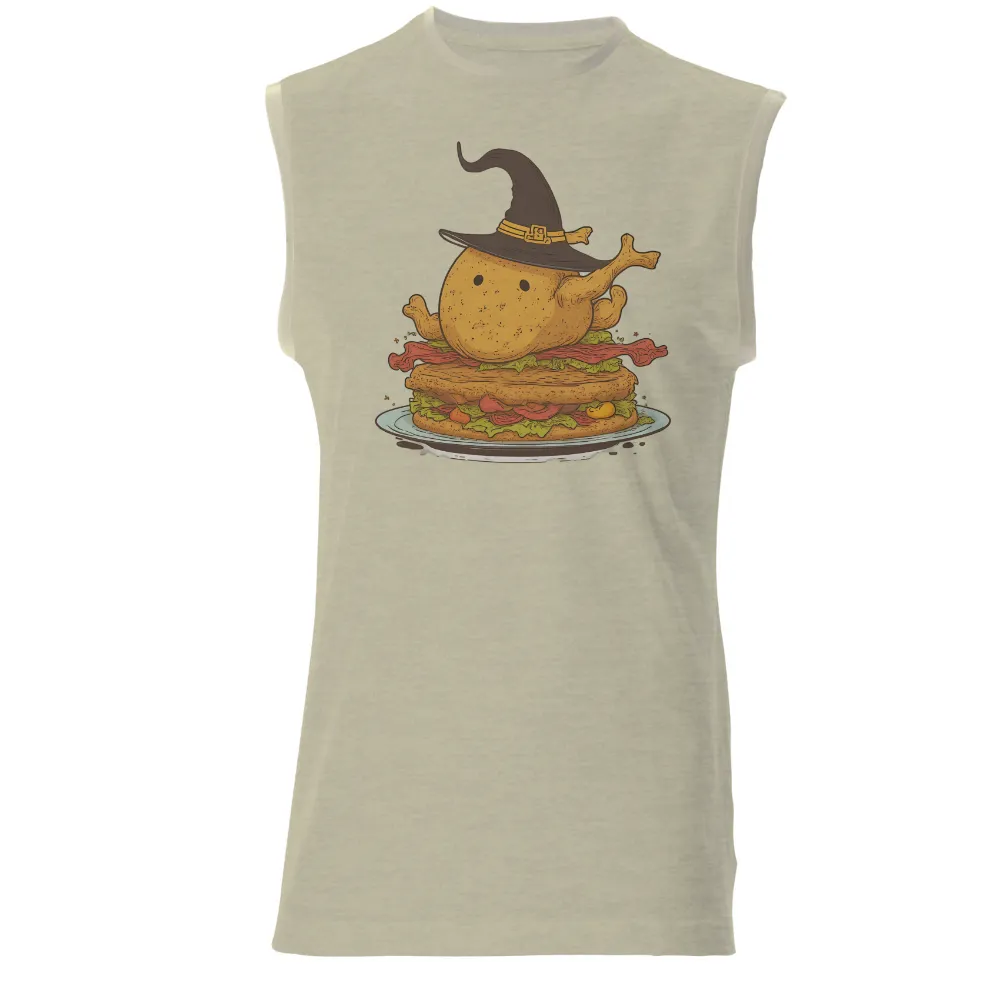 Tee Shirts Printed: Whimsical Turkey in Witch Hat on Halloween Sandwich|final fantasy 35th anniversary ut collection