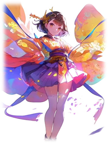 Dreamy Anime Girl with Butterfly Wings - cute anime pants