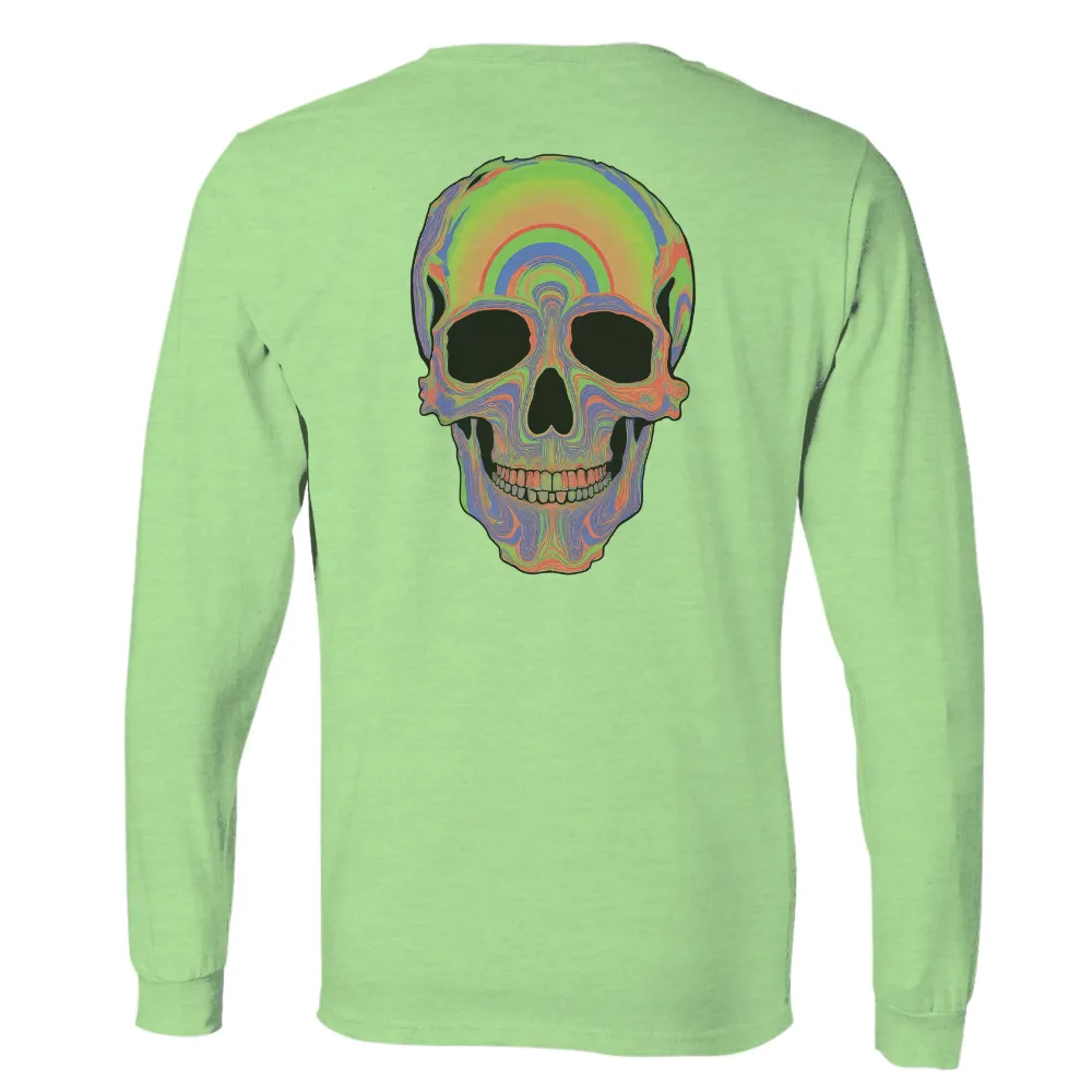 Tee Shirt Printing: Psychedelic Skull - Vibrant Colors and Deep Emotions|ladies rainbow stripe t shirt