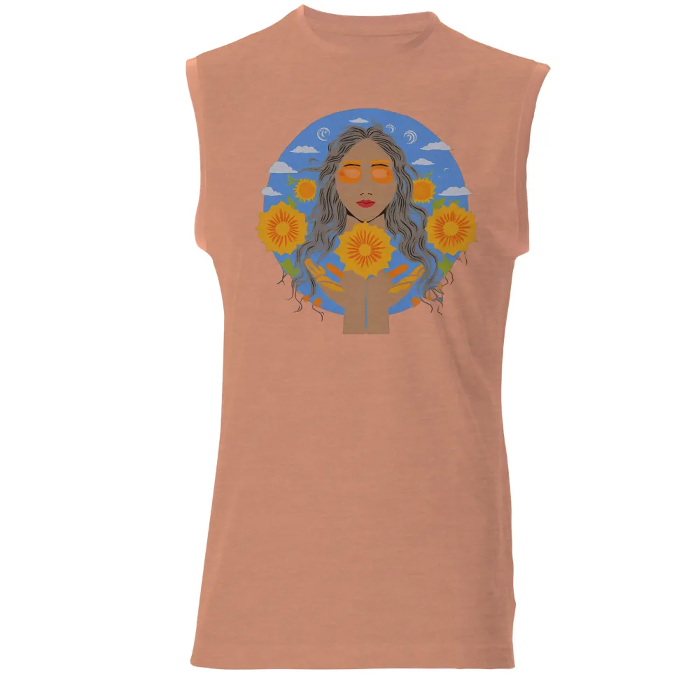 Shirts Graphic Tees: Sunflower Guardian - Artistic Design|long sleeve summer sun protection