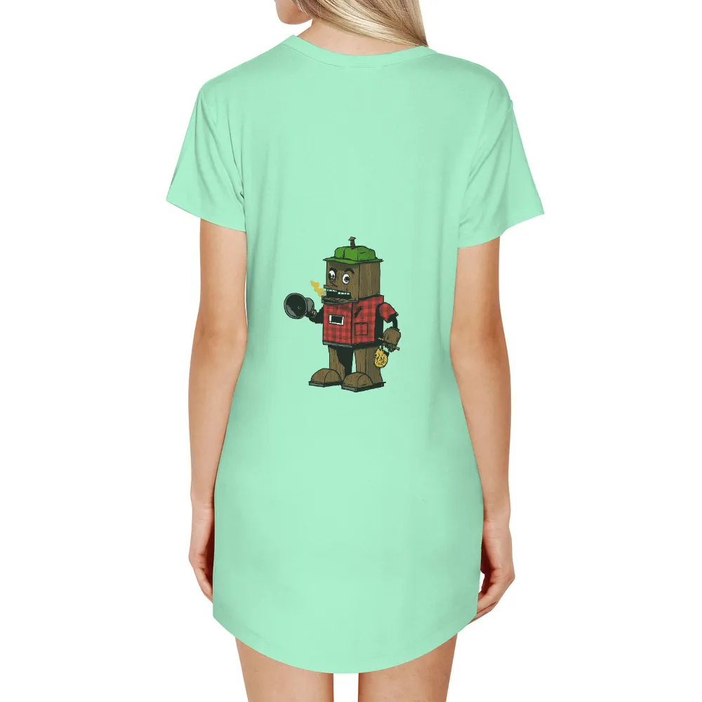 Graphic Tees: Woody the Robot - Vintage Lumberjack Fusion| lumberjack robot