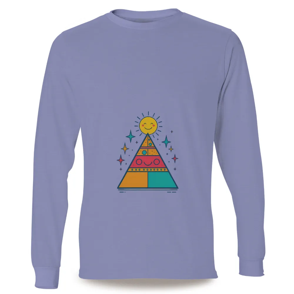 T-Shirts Design: Pyramid of Joy with Smiling Sun| Pyramid with stars