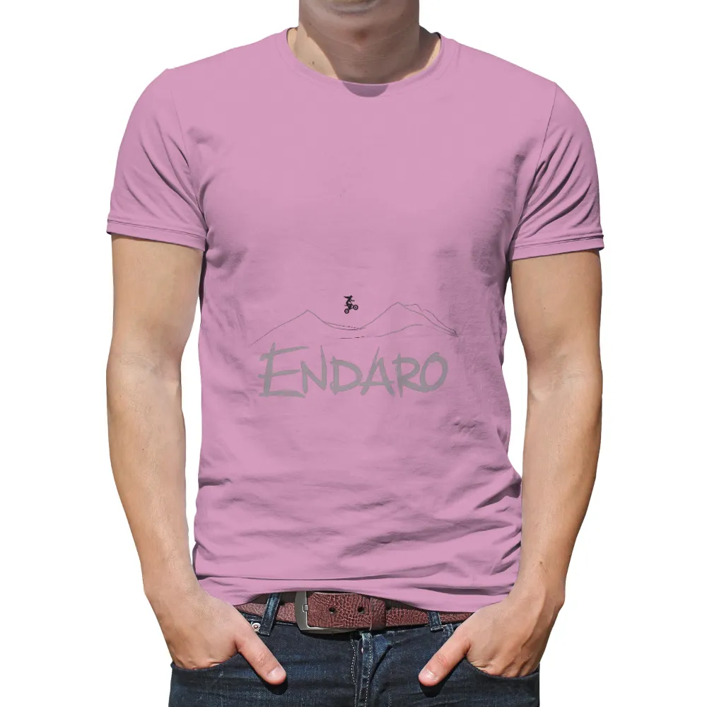 T-Shirts Pattern: Mountain Biking Adventure with ENDARO| Bold stylized letters spelling 'ENDARO'