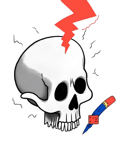 Shirts Graphic Tees: Skull Lightning Pencil - Artistic Rebellion