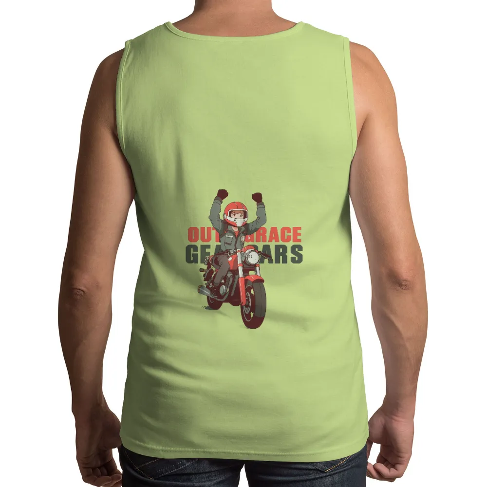 Shirts Graphic Tees | Outrace Gears: Celebrate Speed and Adventure| Red motorcycle symbolizing speed