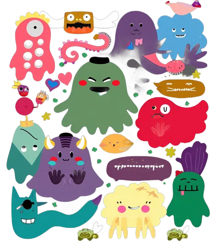 Shirts Graphic Tees: Quirky Monsters Embodying Emotions