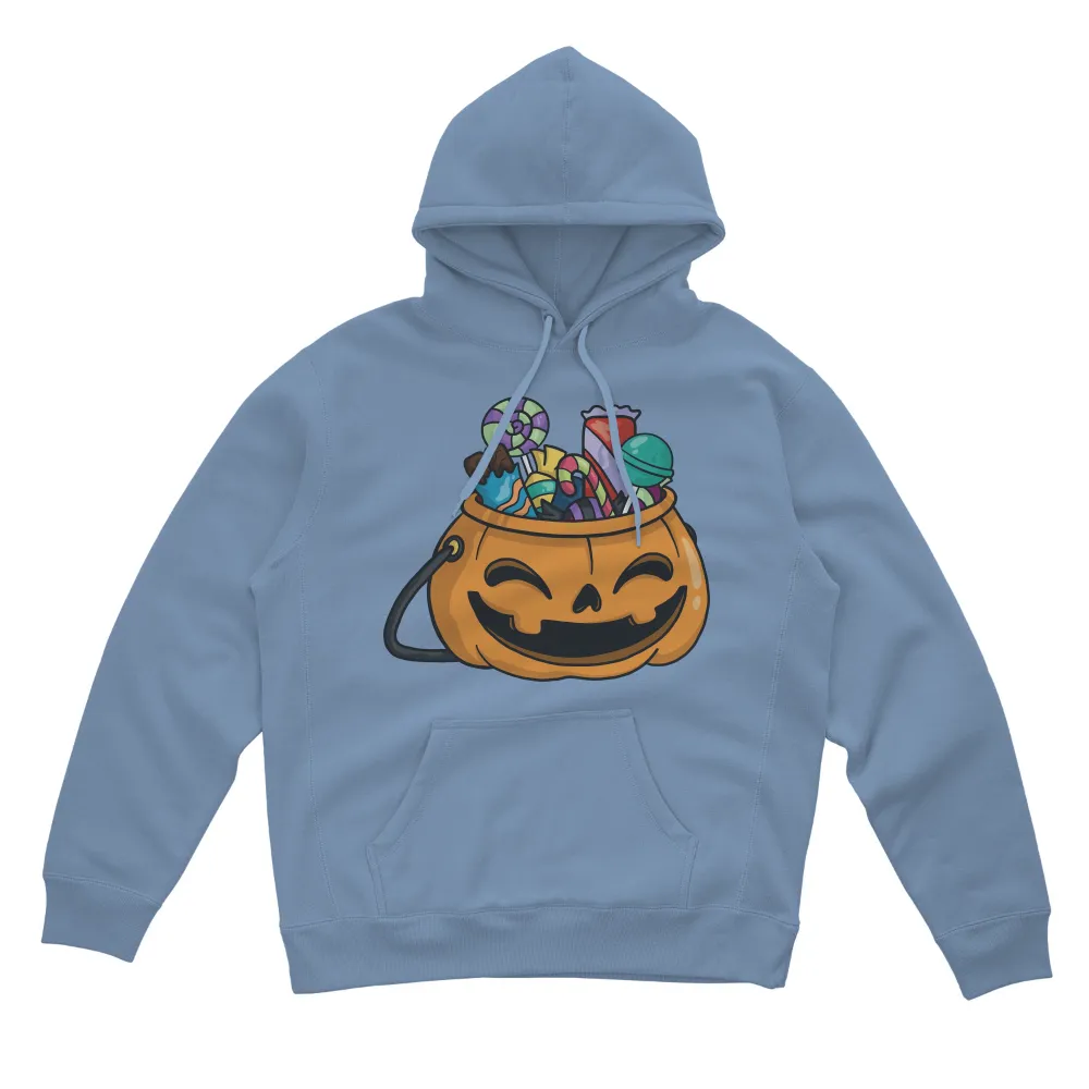 Halloween Pumpkin Bucket T-Shirt Printing - Festive Candy Delight|black shirt bleach tie dye halloween