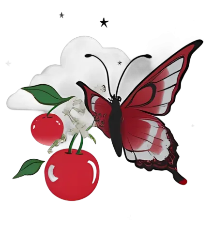 Shirts Graphic Tees: Scarlet Butterfly and Cherry Blossom - Artistic Designs