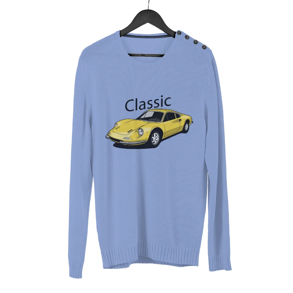 Graphic Tees: Vintage Yellow Sports Car - Nostalgic Automotive Design|nostalgia t shirts online