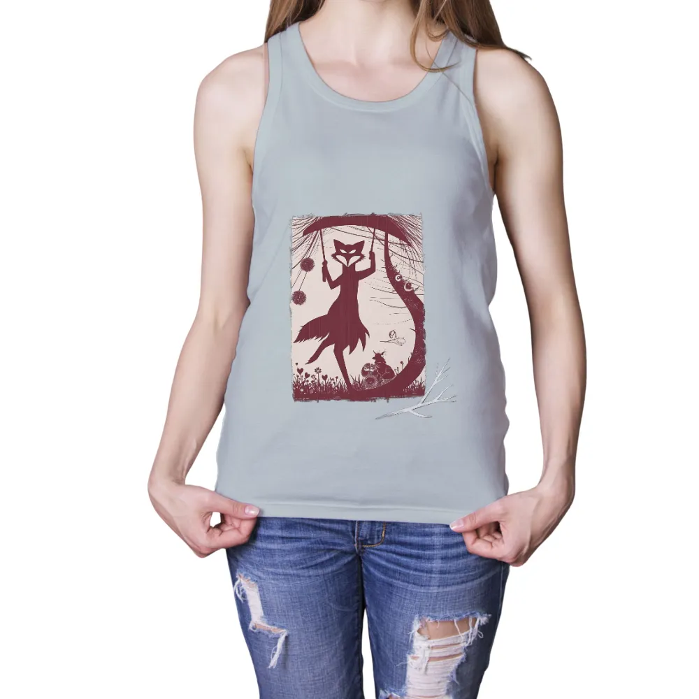 Graphic Tees: Enchanting Fox Swing in a Secret Garden| harmonious animals