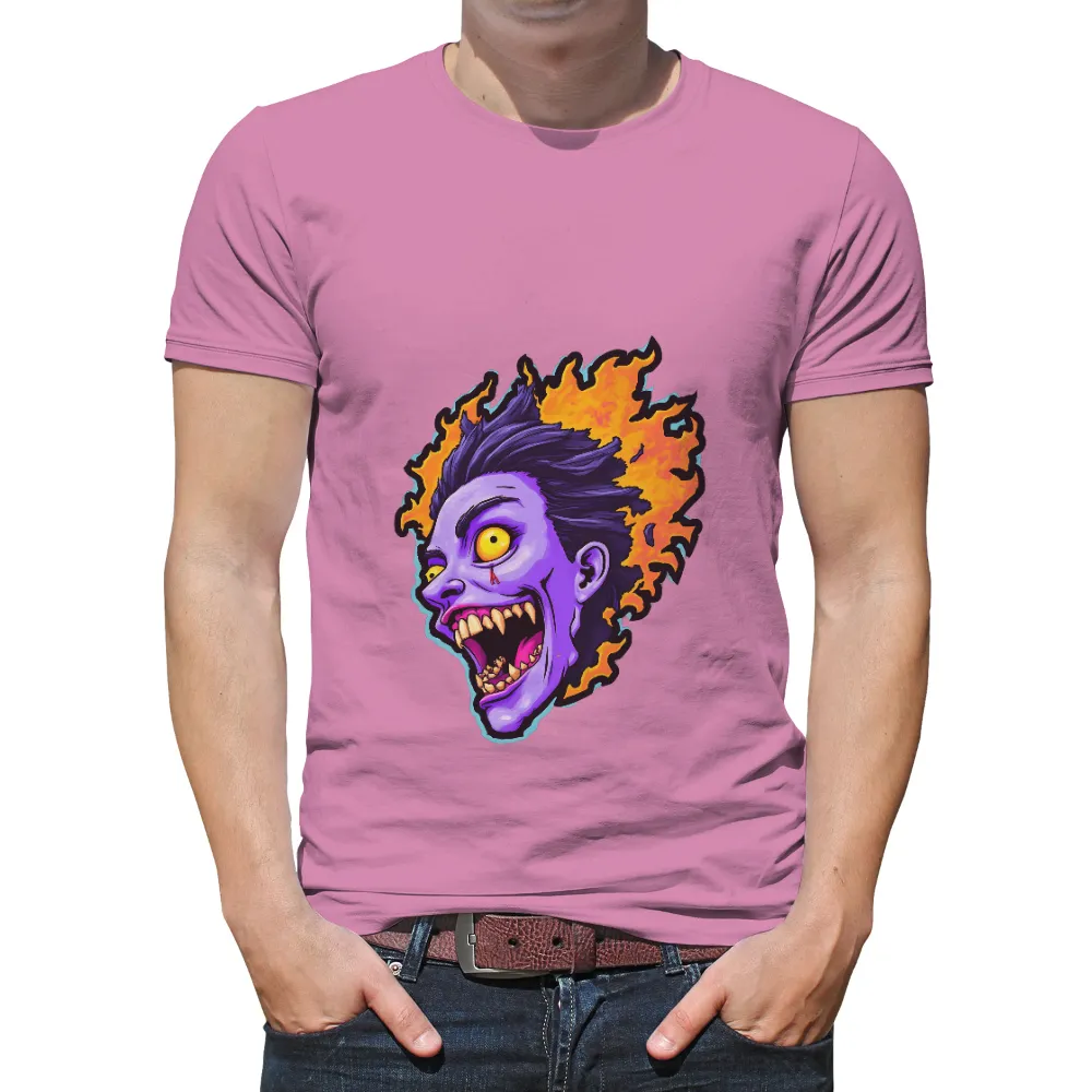 TShirt Design: Embrace Chaos with Fiery Comic Book Character| Bold lines