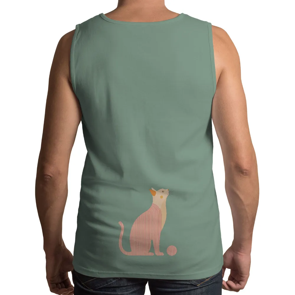 Graphic Tees: Elegant Cat with Pink Stripes - Artistic Design|pink super mario kart shirt