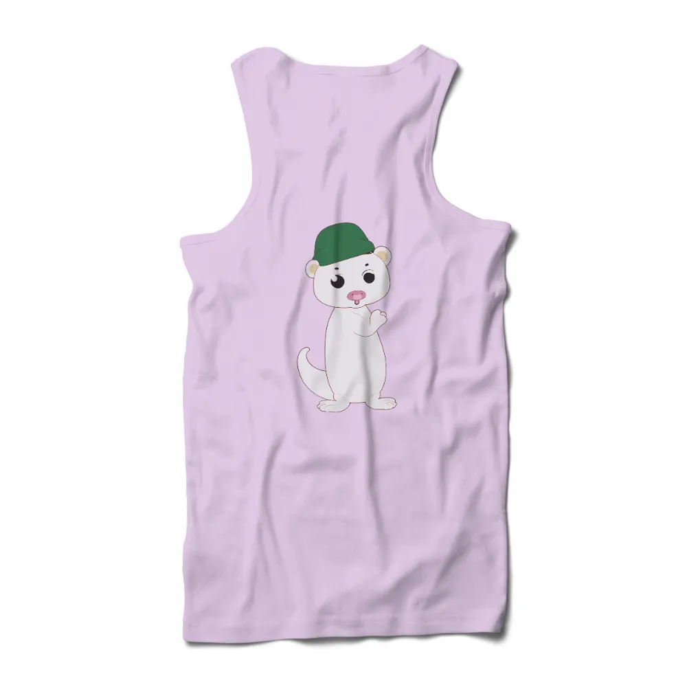 T-Shirts Custom: Whiskers the Weasel in a Green Cap - Funny & Quirky Design|cute easter shirts for women