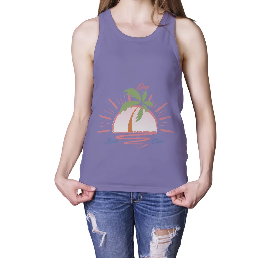 Shirts Graphic Tees: One Best Class - Beach Sunset Palm Tree Design|4th of july beach shirts