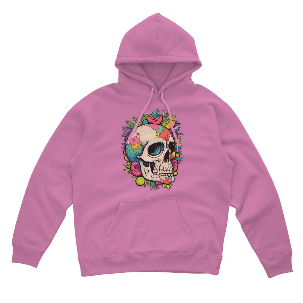 T-Shirts Custom: Vibrant Skull & Flowers - Celebrate Life and Death|bakugou in his skull shirt