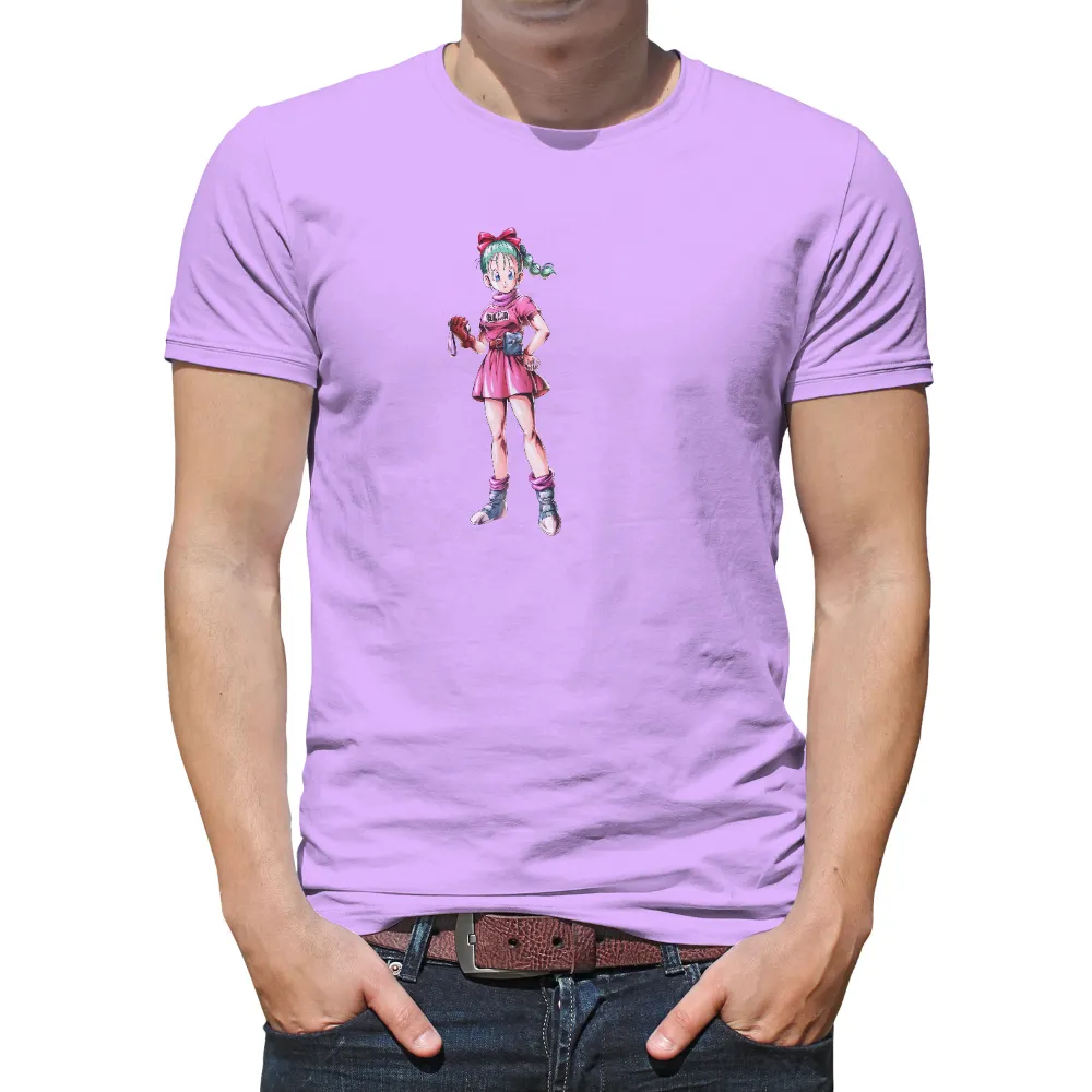 T-Shirts Custom: Bulma's Resilient Spirit in Pink Dress|dragon ball super sweatpants