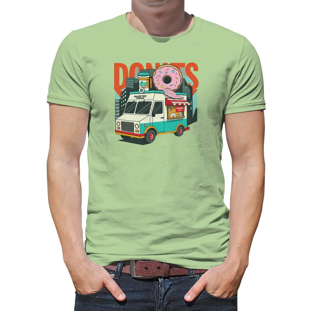 Tee Shirt Printing: Sweeter Things - Whimsical Food Truck Design| large pink frosted donut