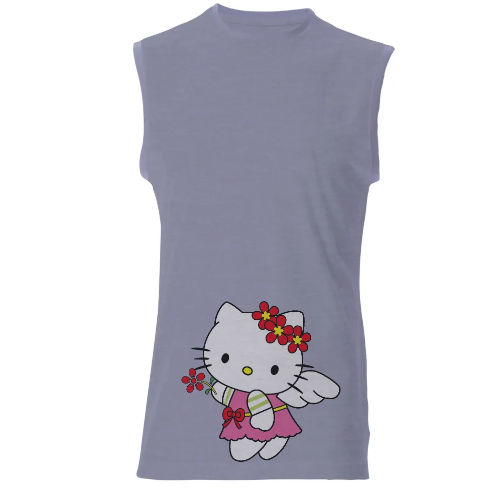 T-Shirts Design: Kitty Angel with Spring Flowers|spring break family t shirts