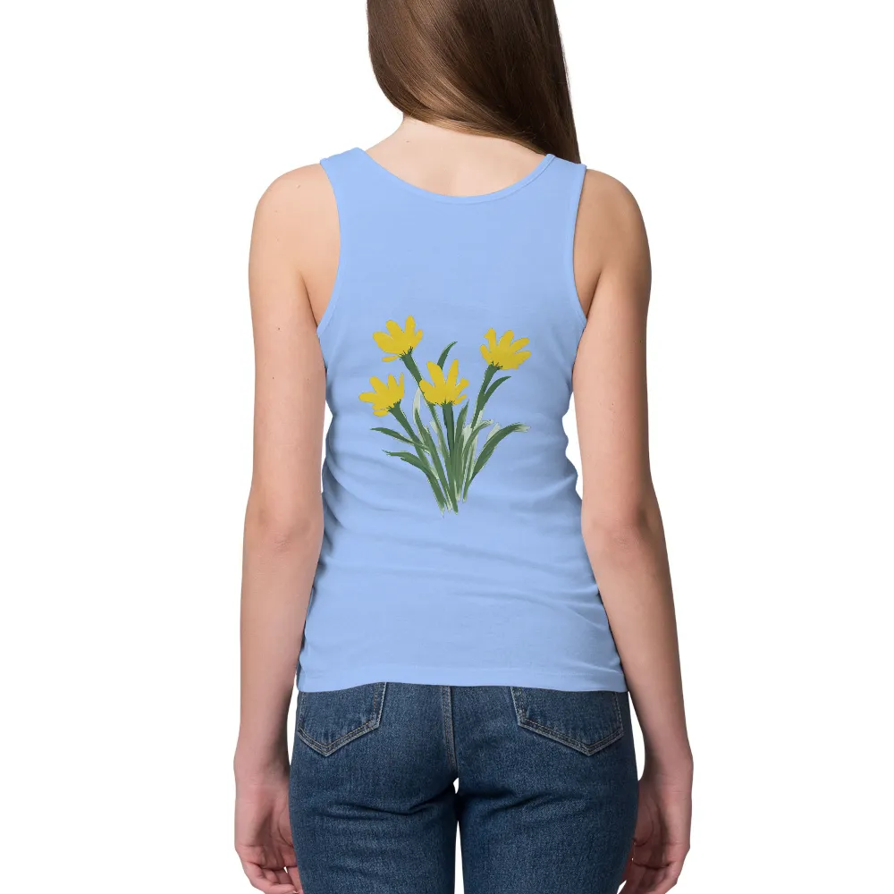 TShirt Printing: Vibrant Yellow Flowers - Nature's Simplicity|backless summer shirts