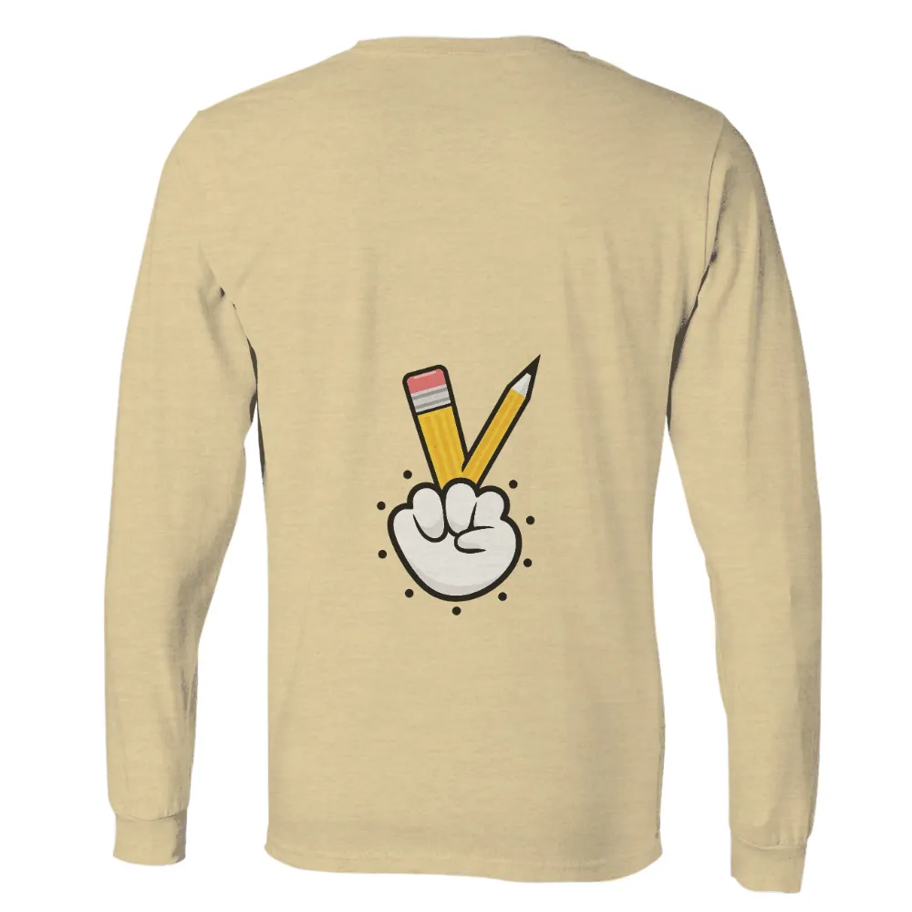 T-Shirts Custom: Cartoon Hand Peace Sign with Pencils - Artistic Design|t shirt design online work