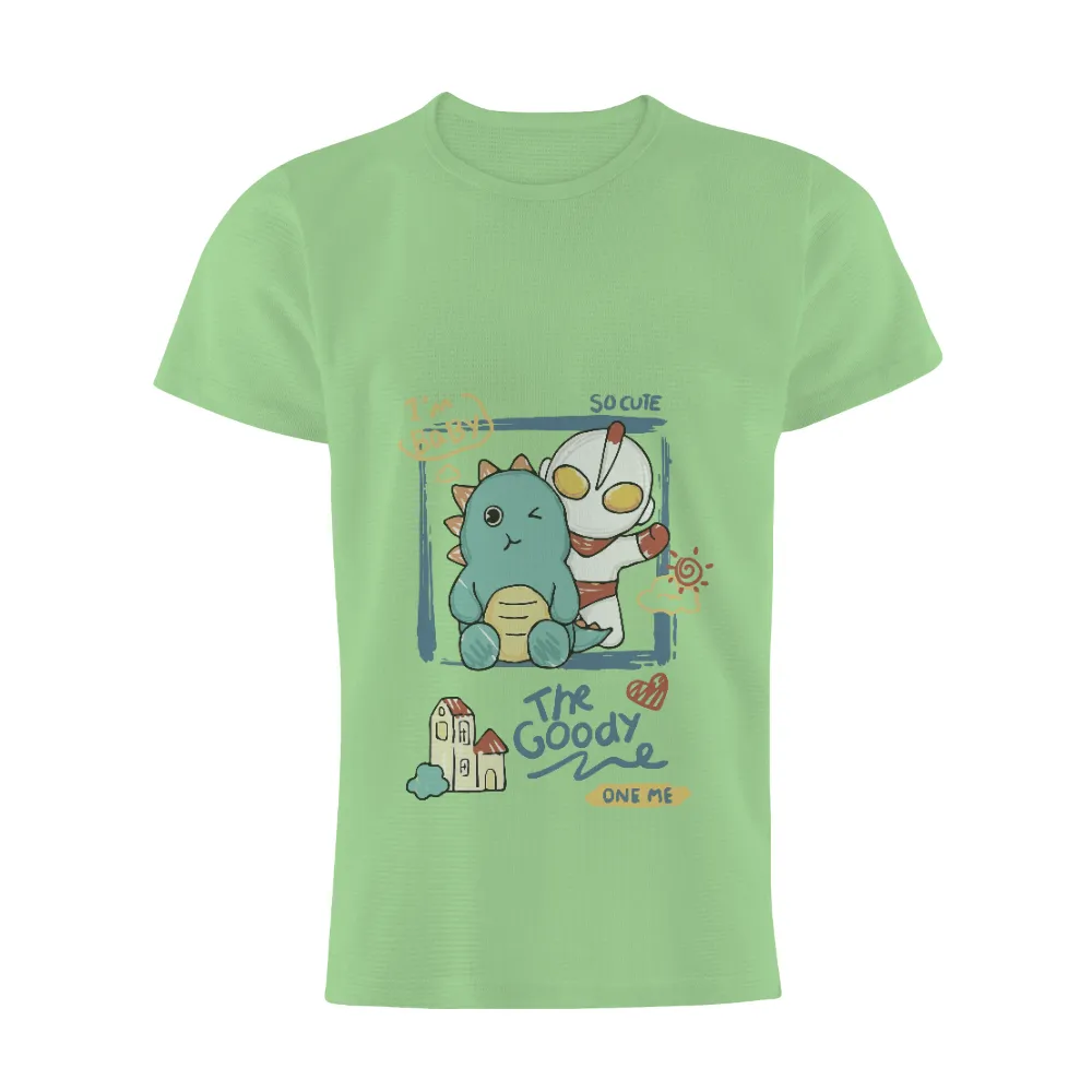 Tee Shirts Printed: Whimsical Friendship - Dinosaur and Hero|military t shirts humor uk