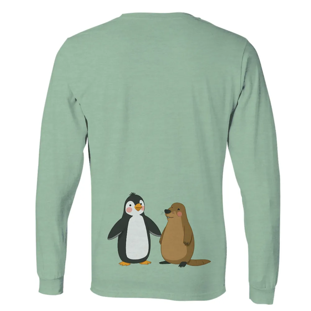 T-Shirts Pattern: Unlikely Friends - Pippin the Penguin and Marmie the Groundhog|cute valentines day shirts for women