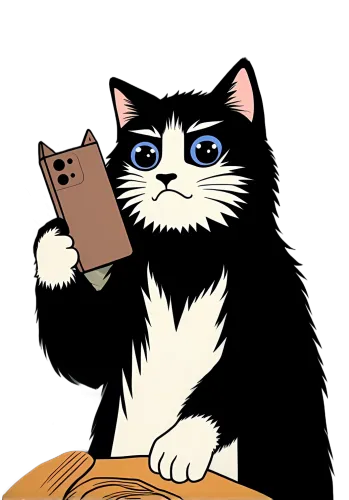 T-Shirts Pattern: Modern Cat with Smartphone - Humor and Contemporary Culture