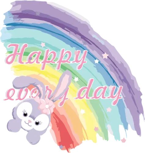 Shirts Graphic Tees Happy Every Day Bunny Rainbow