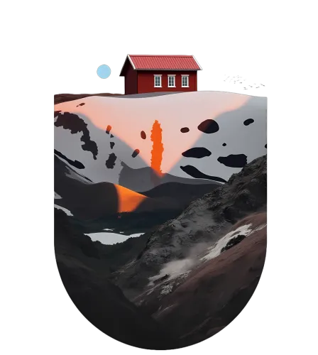 Tee Shirt Printing: Serene Red House on Mountain Landscape