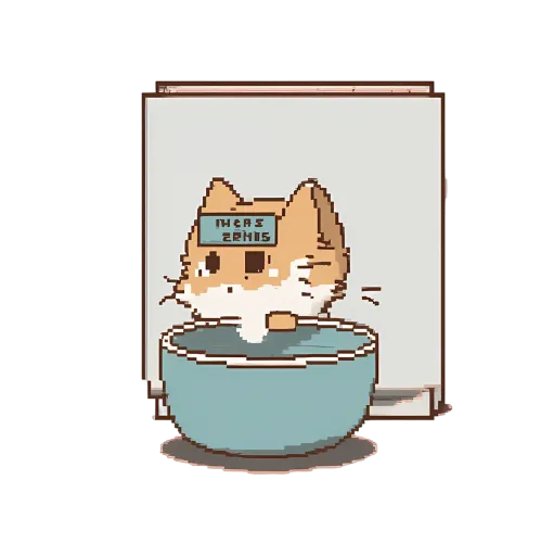 Tee Shirt Printing: Pixel Art Cat in Cereal Bowl - Funny & Quotes