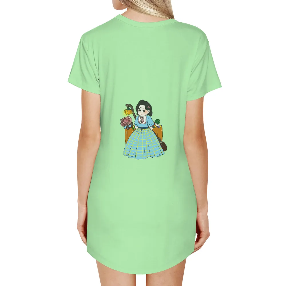 T-Shirts Custom: Vintage Girl with Candy and Pumpkin|women's 80's vintage t shirts