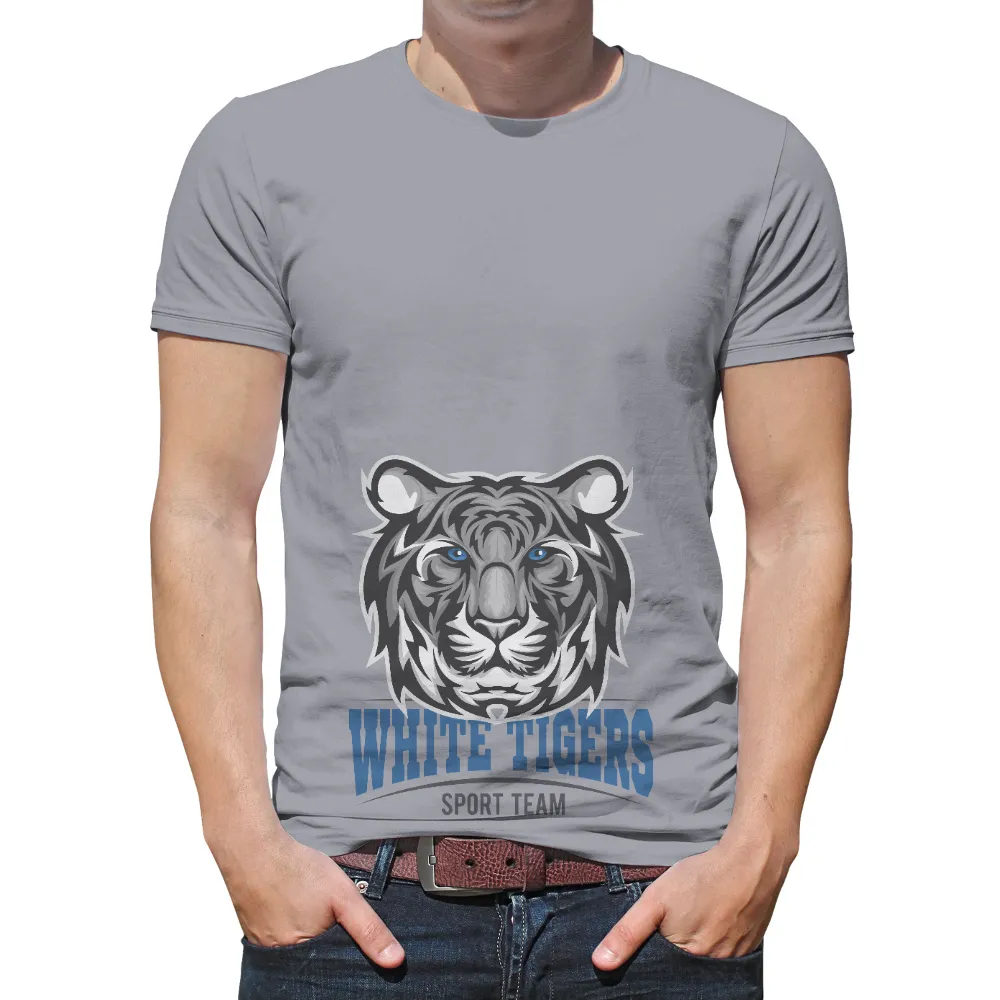 Tee Shirt Printing: White Tiger Sport Team - Strength and Unity|men's long sleeve sun protection swim shirts