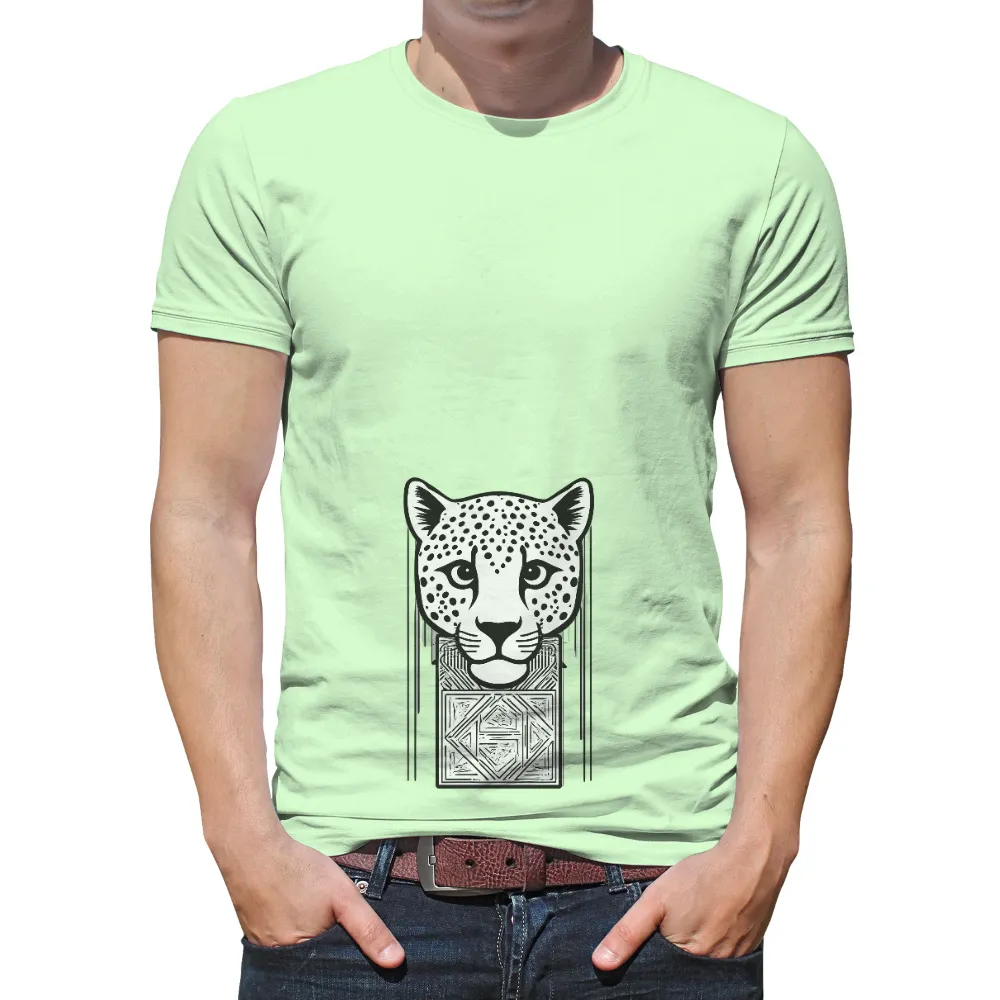 Customized Tee Shirts: Leopard in the City - Art Deco Inspired Design|leopard print camp shirt