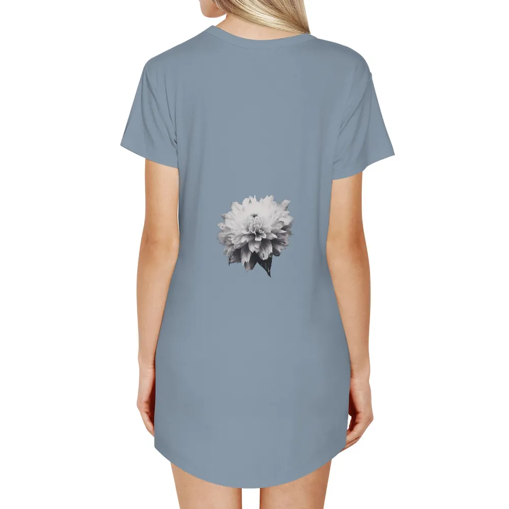 Customized Tee Shirts: Monochrome Flower Power|daisee button back detail knit tee