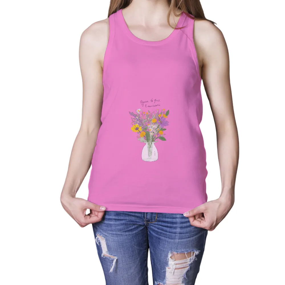 Vibrant Wildflowers in Glass Vase Design: Celebrating Nature's Beauty|t shirt painting on nature