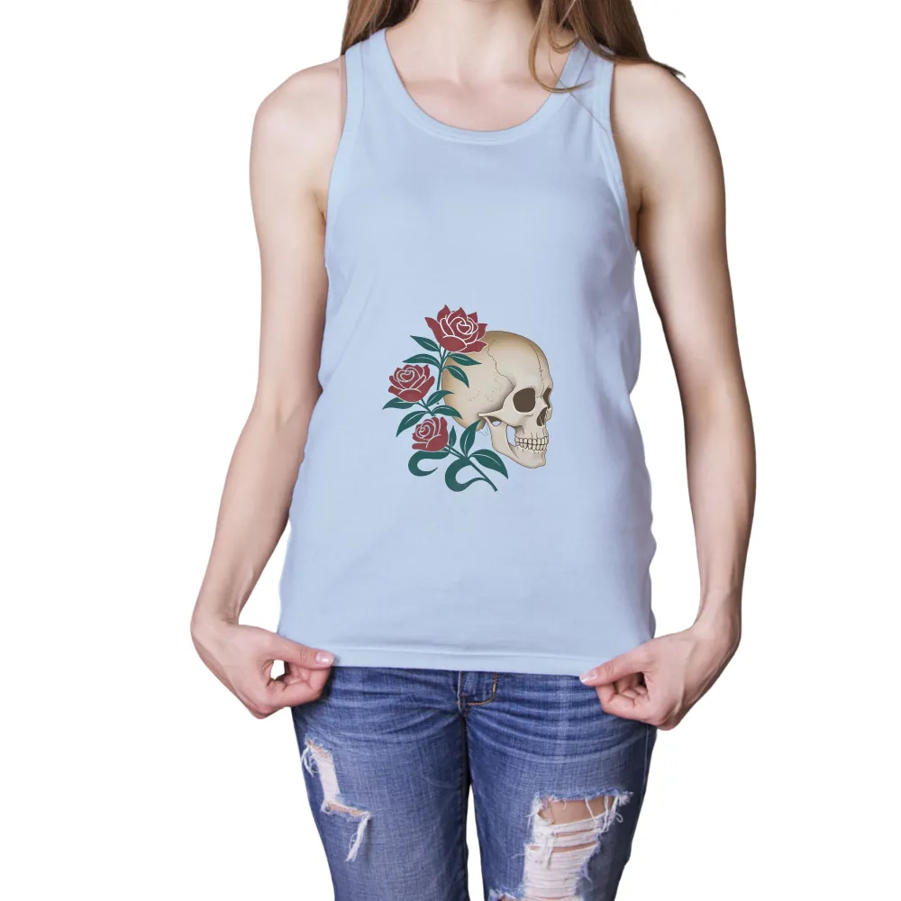 T-Shirts Custom: Skull and Roses - Artistic Design|music art love happiness t shirt