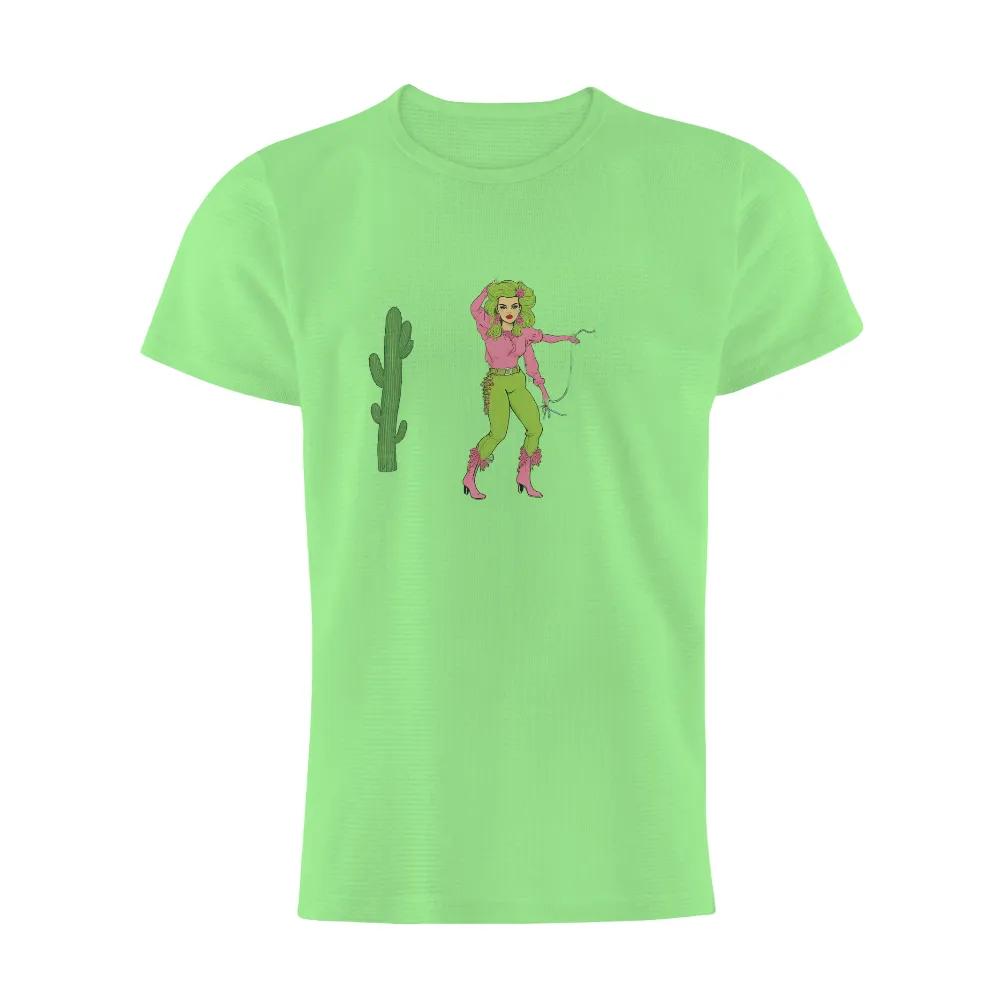 Graphic Tees: Neon Cowgirl - Modern Desert Strength|mens rainbow fringe shirt