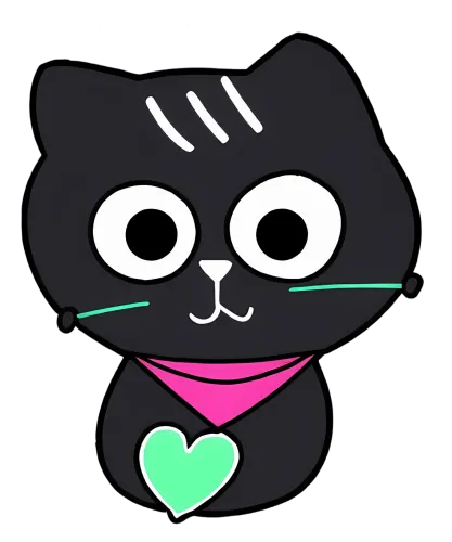 T-Shirts Custom: Whimsical Black Cat with Heart Pendant