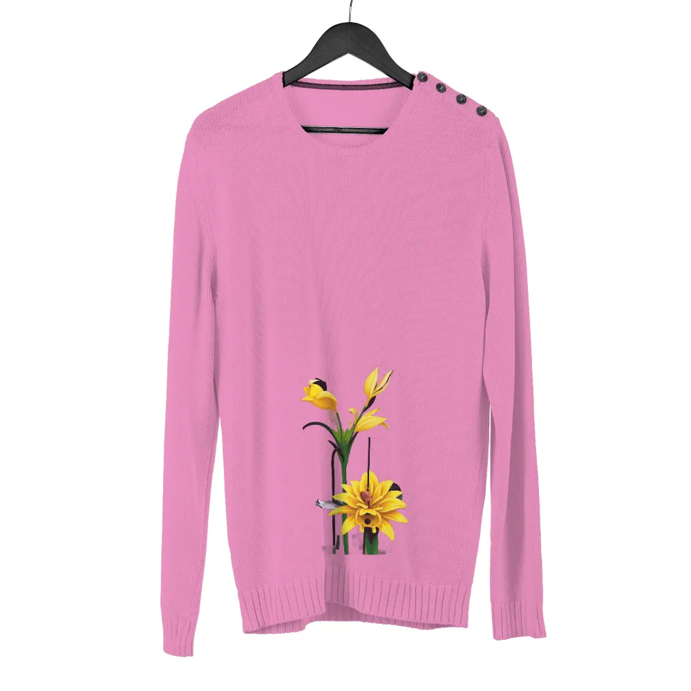 Tee Shirt Printing: Whimsical Yellow Flower - Nature's Joy| playful expression