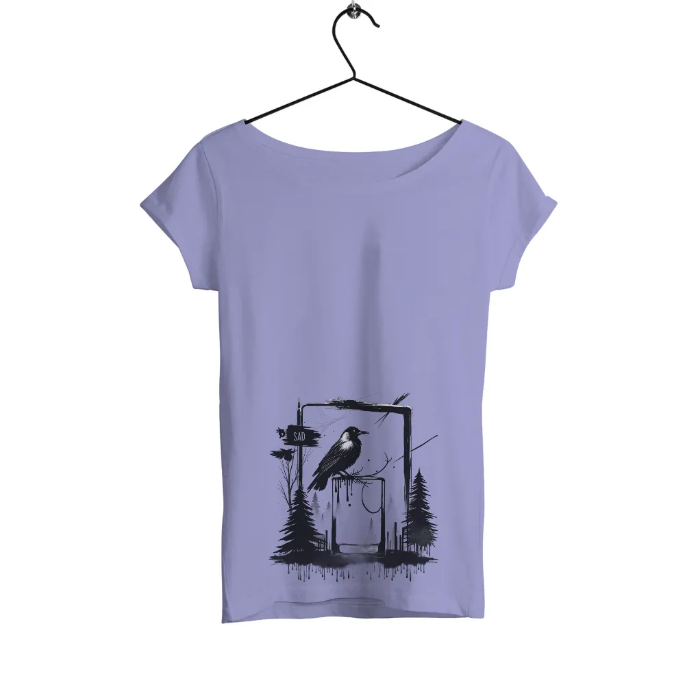 Tee Shirt Printing: Crow Perched on Abandoned Monitor - Artistic Design|glow in the dark t shirts full sleeve