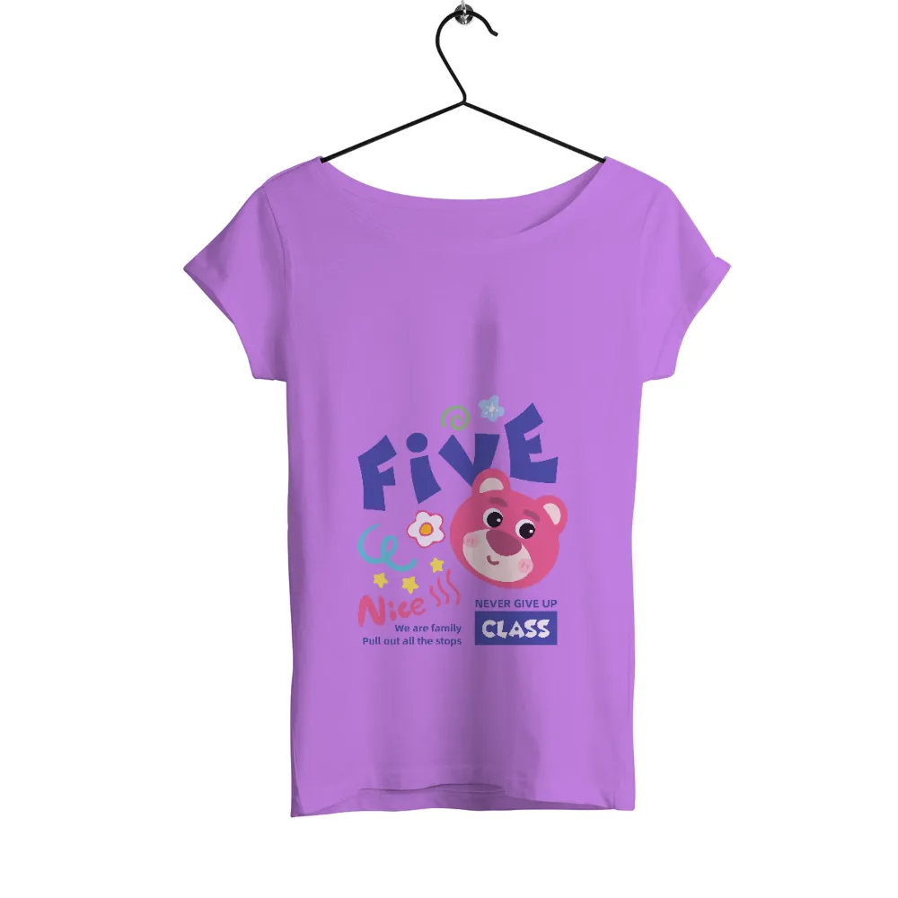 T-Shirts Custom: Pink Bear - Never Give Up, Always Be Nice|shirts for family of 4