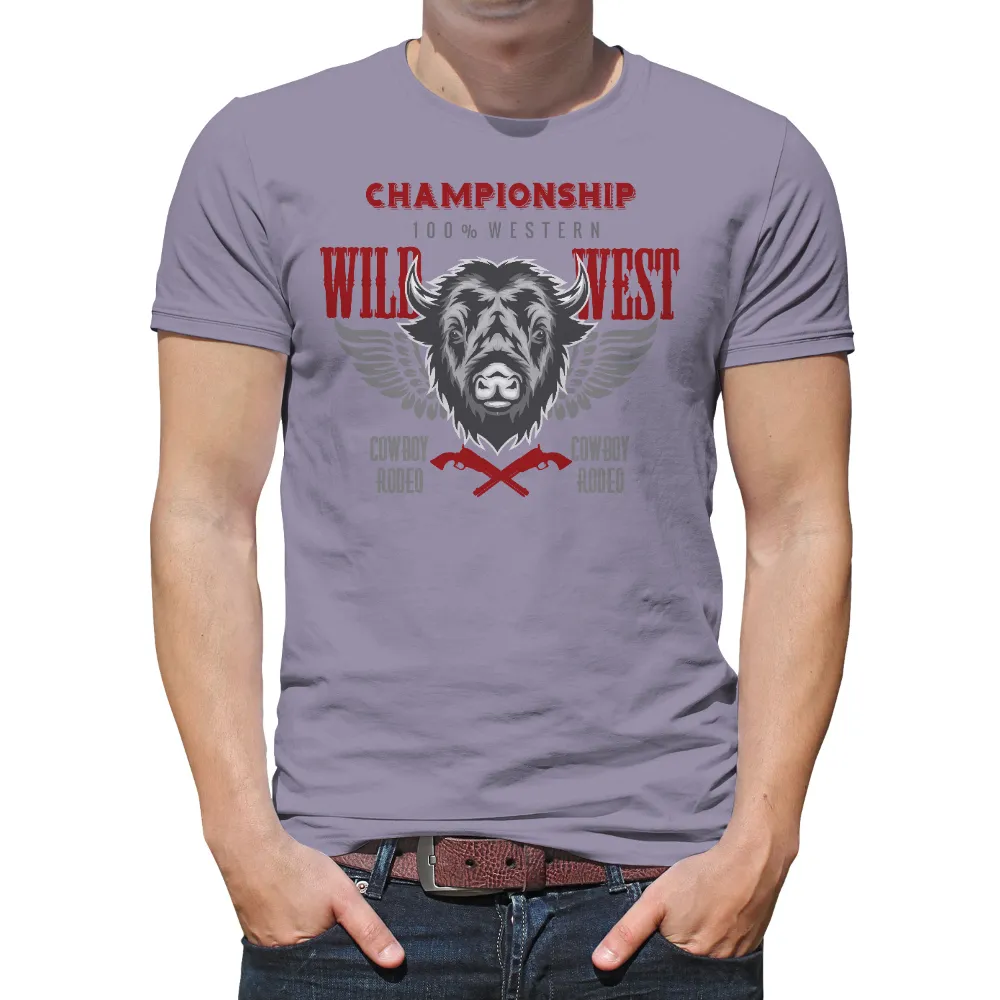 Tee Shirt Printing: Championship 100% Western Cowboy Rodeo Bison Design|garhwal rifles t shirt