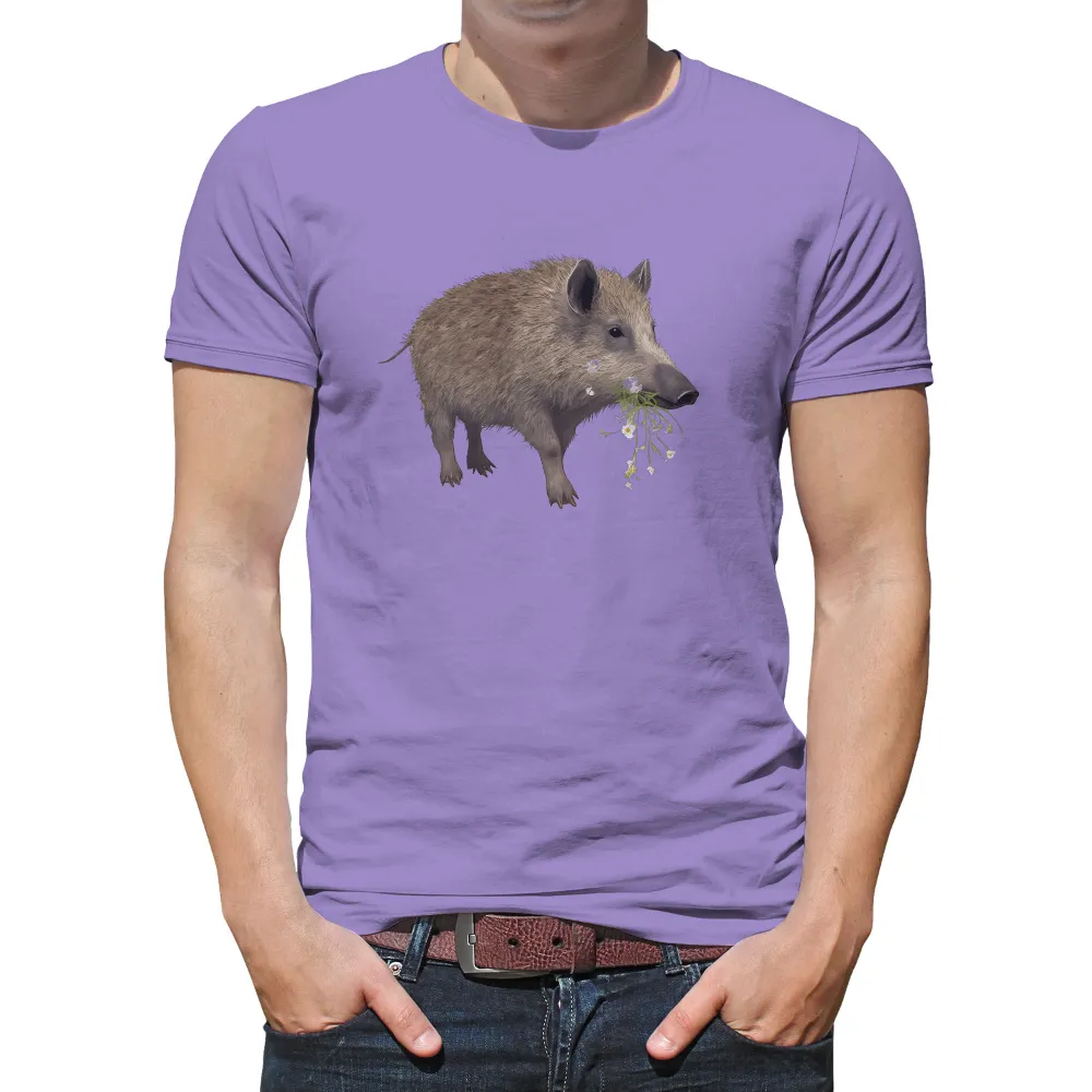 Wild Boar with White Flowers - Shirts Graphic Tees|pokemon forest shirt