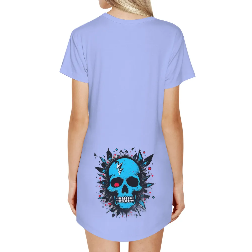 Graphic Tees: Bold Punk Rock Skull Design| Splashes of red and blue